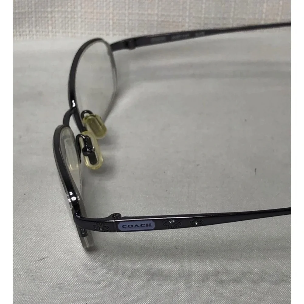 Coach Juliet 127 Slate Semi Rimless Eyeglasses Frames Rhinestone Floral Women